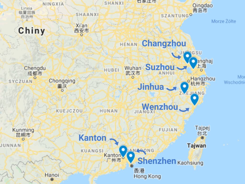 Import pojazdów elektrycznych z Chin - mapa
