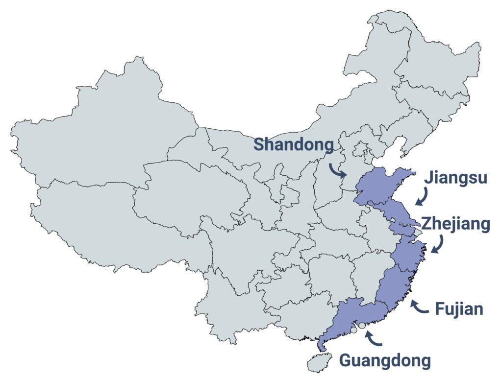 Import artykułów ślubnych z Chin mapa producentów