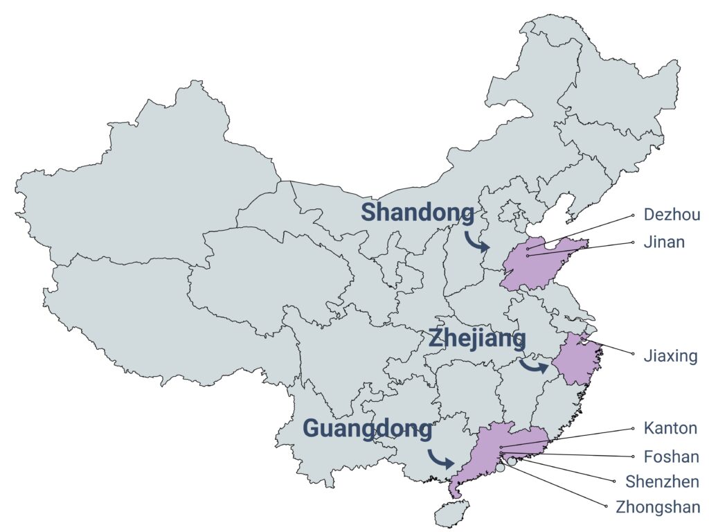 Mapa producentów pomp ciepła w Chinach