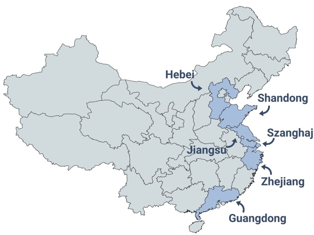 Import koców elektrycznych z Chin mapa producentów
