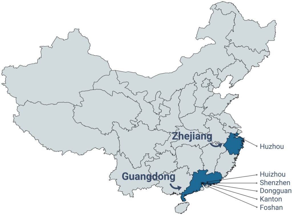 Import mebli i akcesoriów gamingowych z Chin mapa producentów