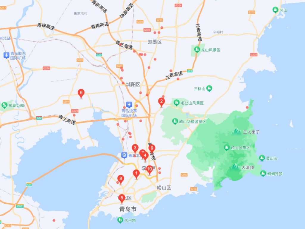 Mapa producentów w Qingdao